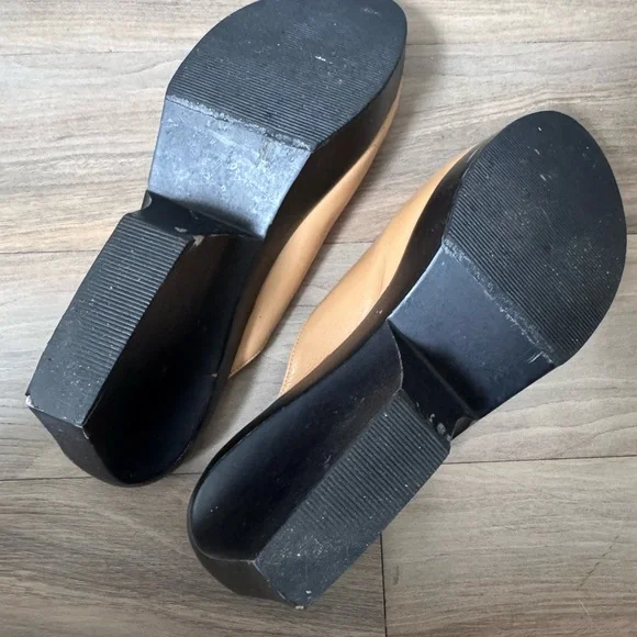 Salvatore Ferragamo Tan Peep-Toe Mules - Picture 4 of 5